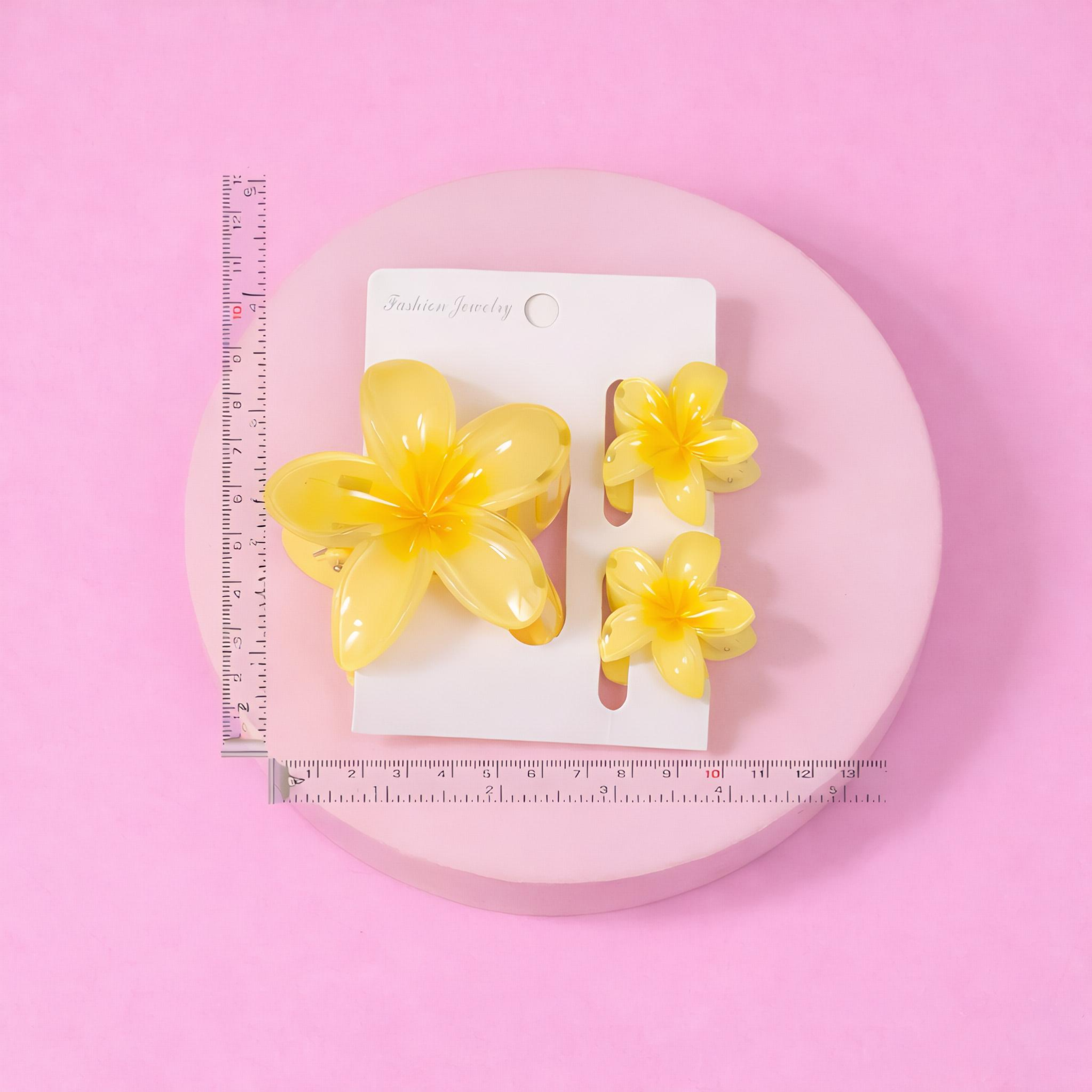 Glossy Plumeria Hair Claw Set