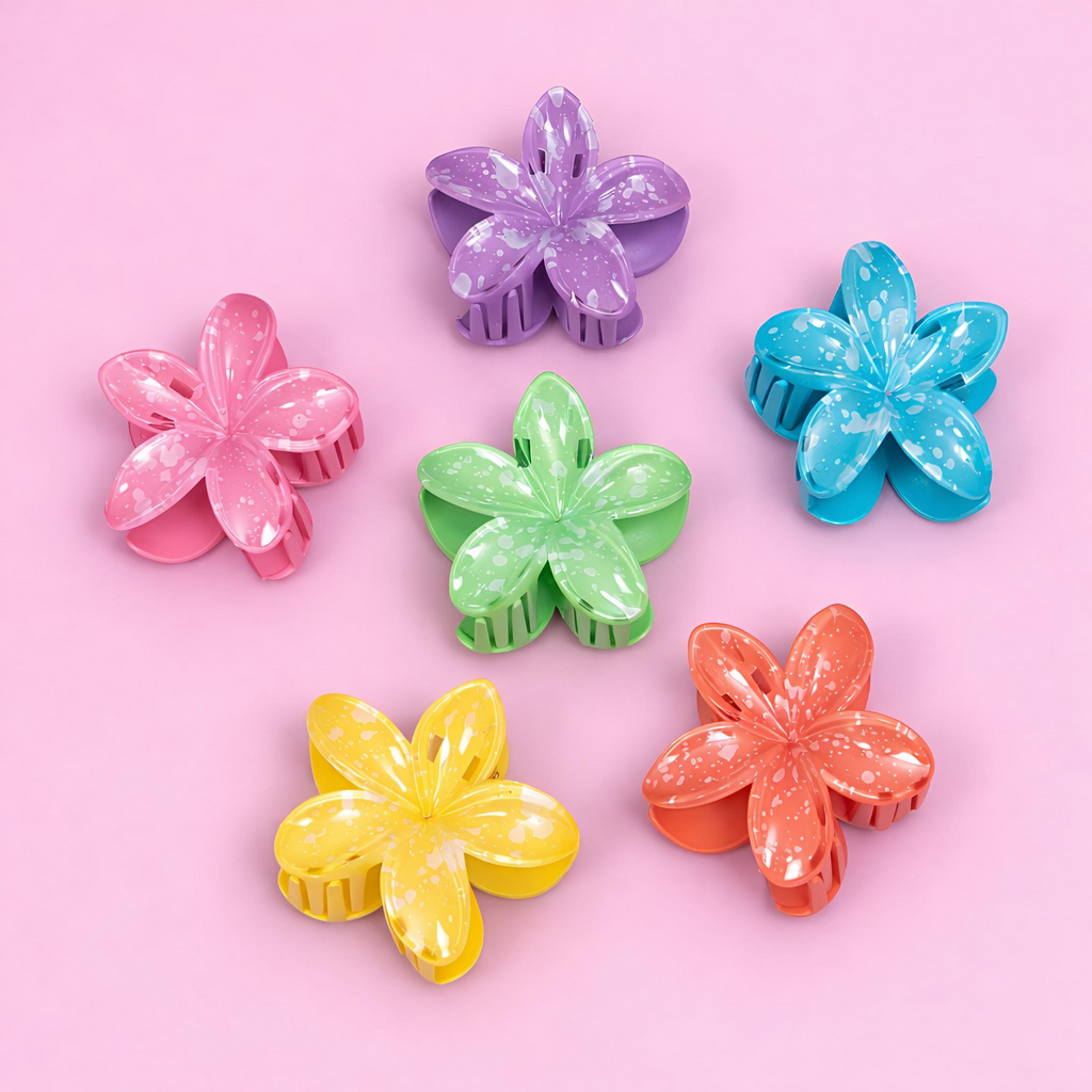 Glossy Splash Floral Hair Claw