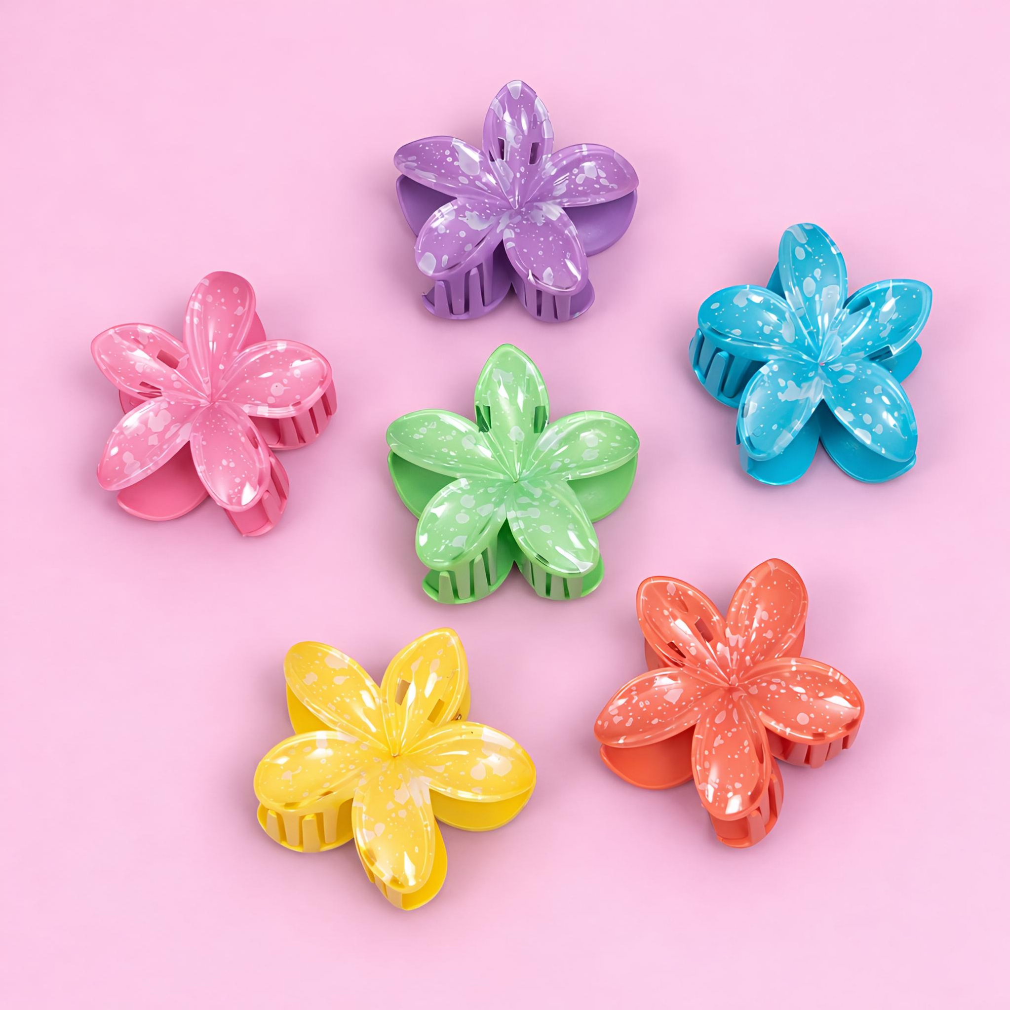 Glossy Splash Floral Hair Claw