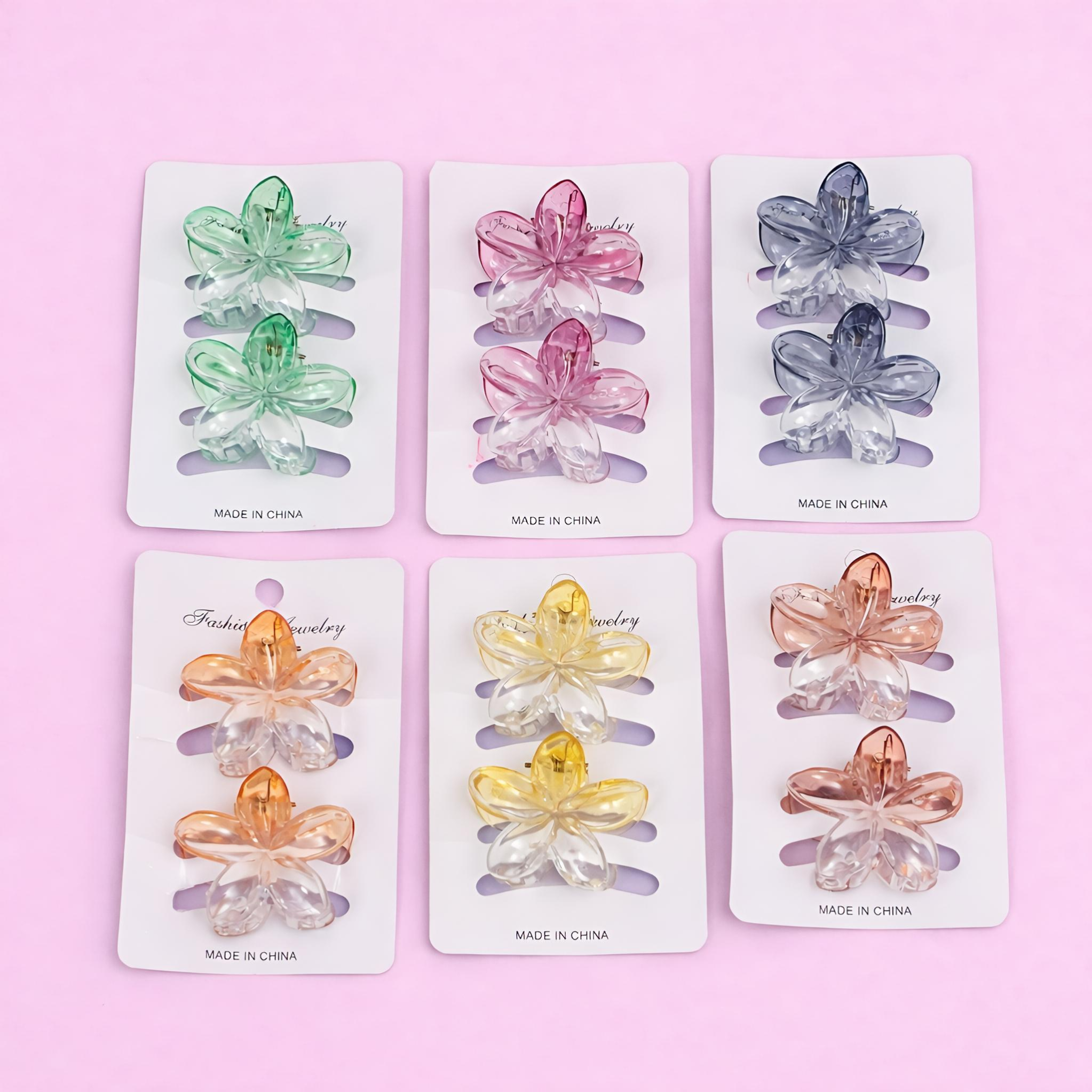 Transparent Dual-Tone Flower Hair Claw