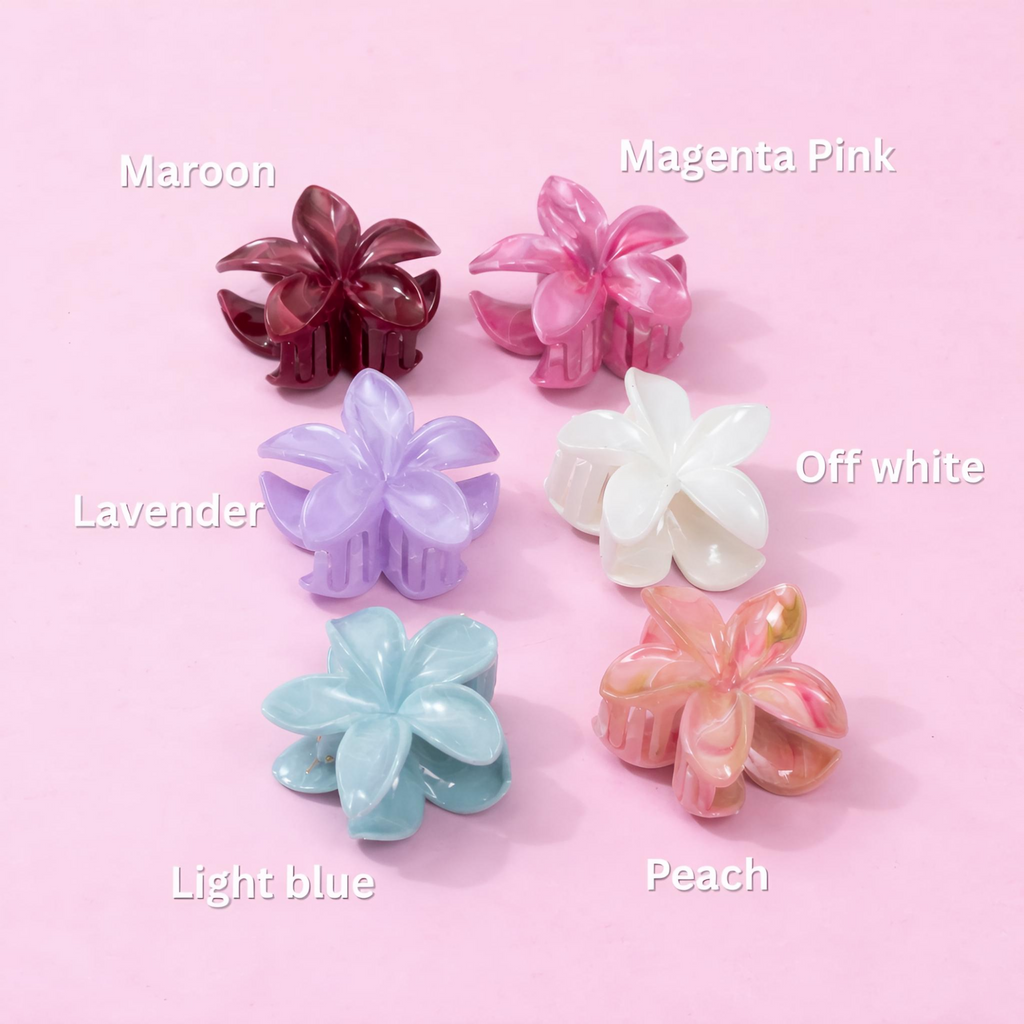Marble Finish Floral Hair Claw