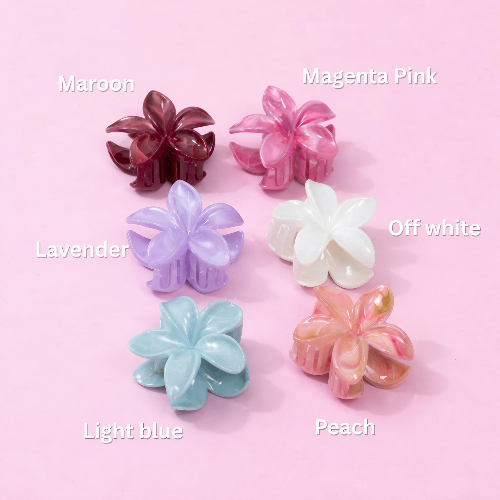 Marble Finish Floral Hair Claw