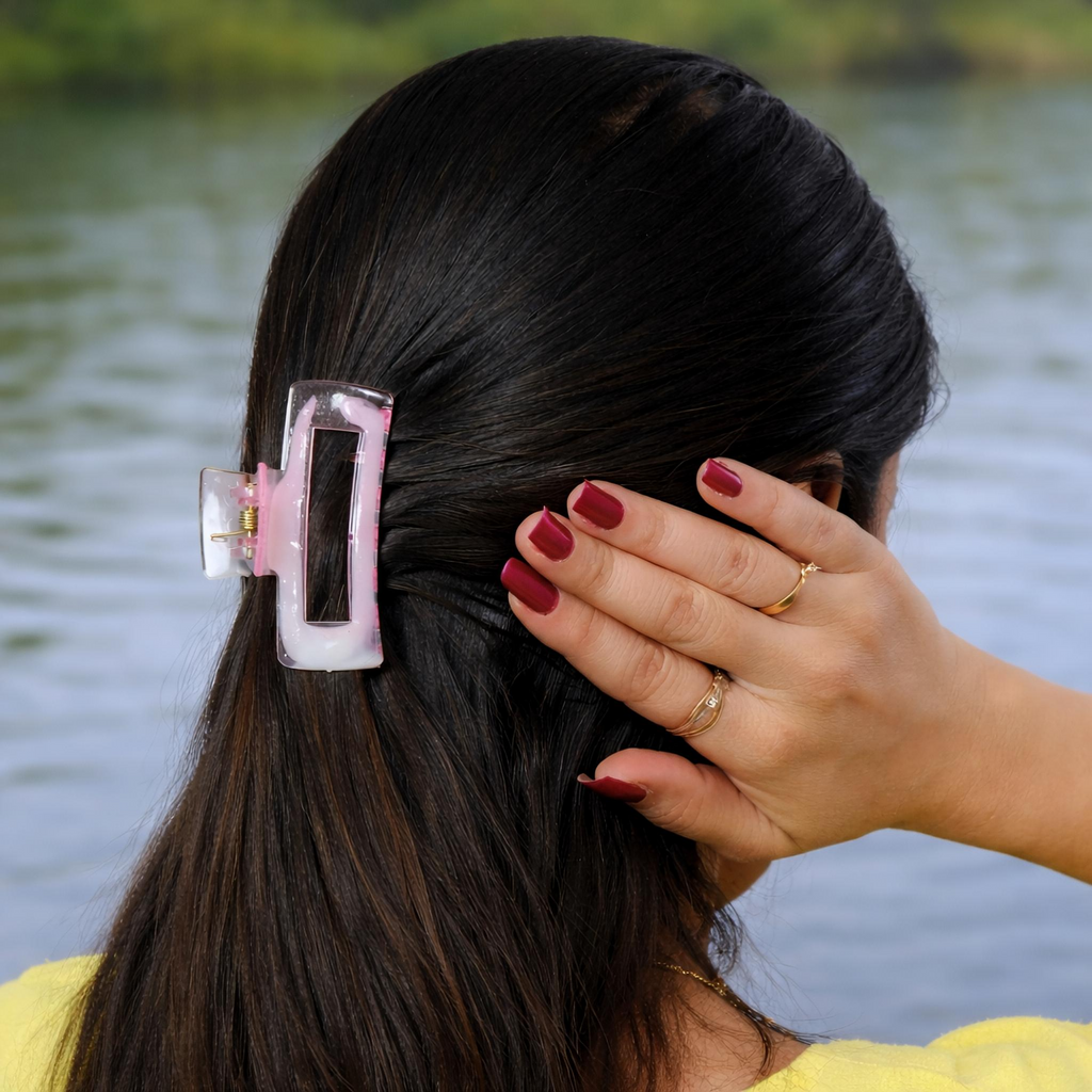 Glossy Rectangular Cutout Hair Claw Clip