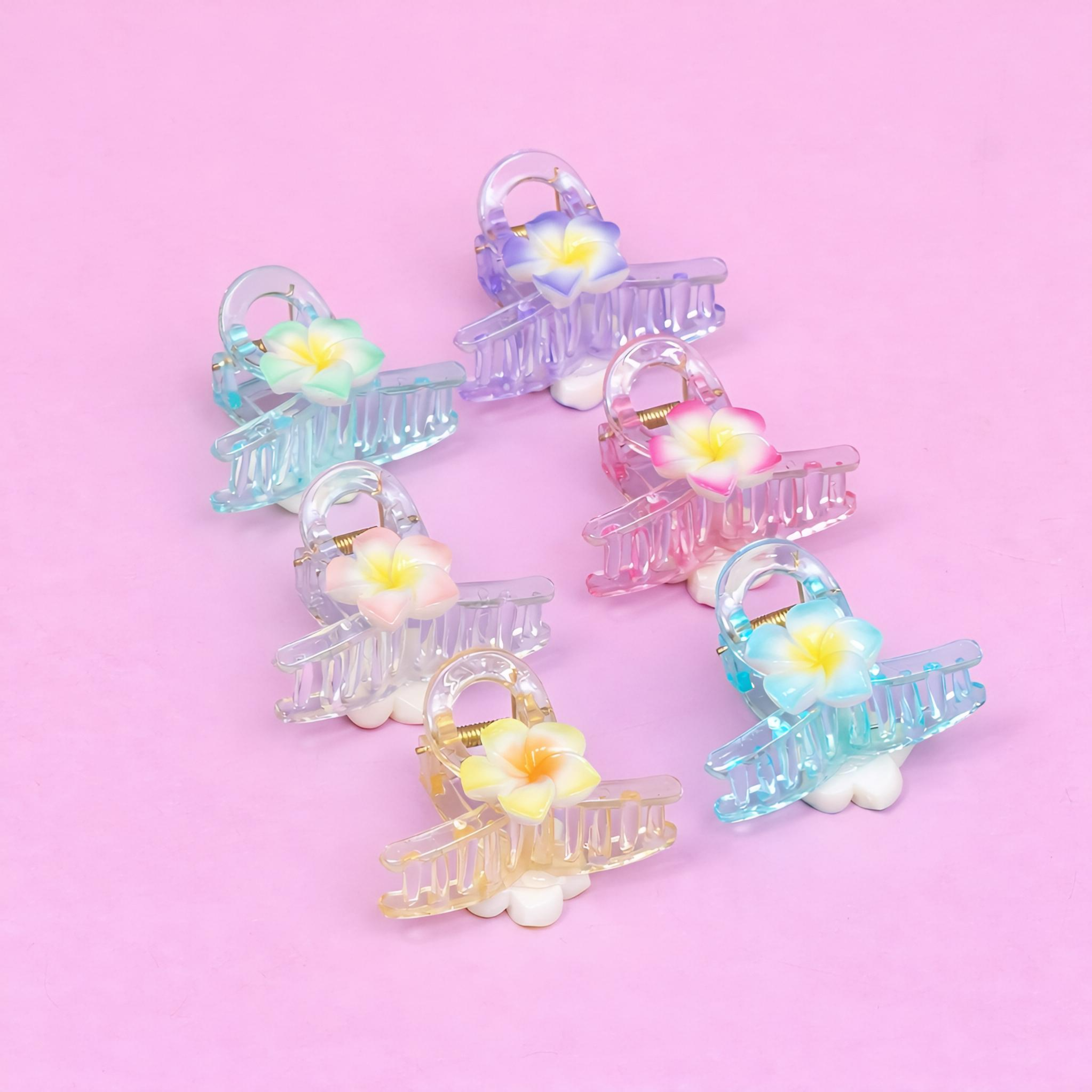 Floral Transparent Hair Claw Clip