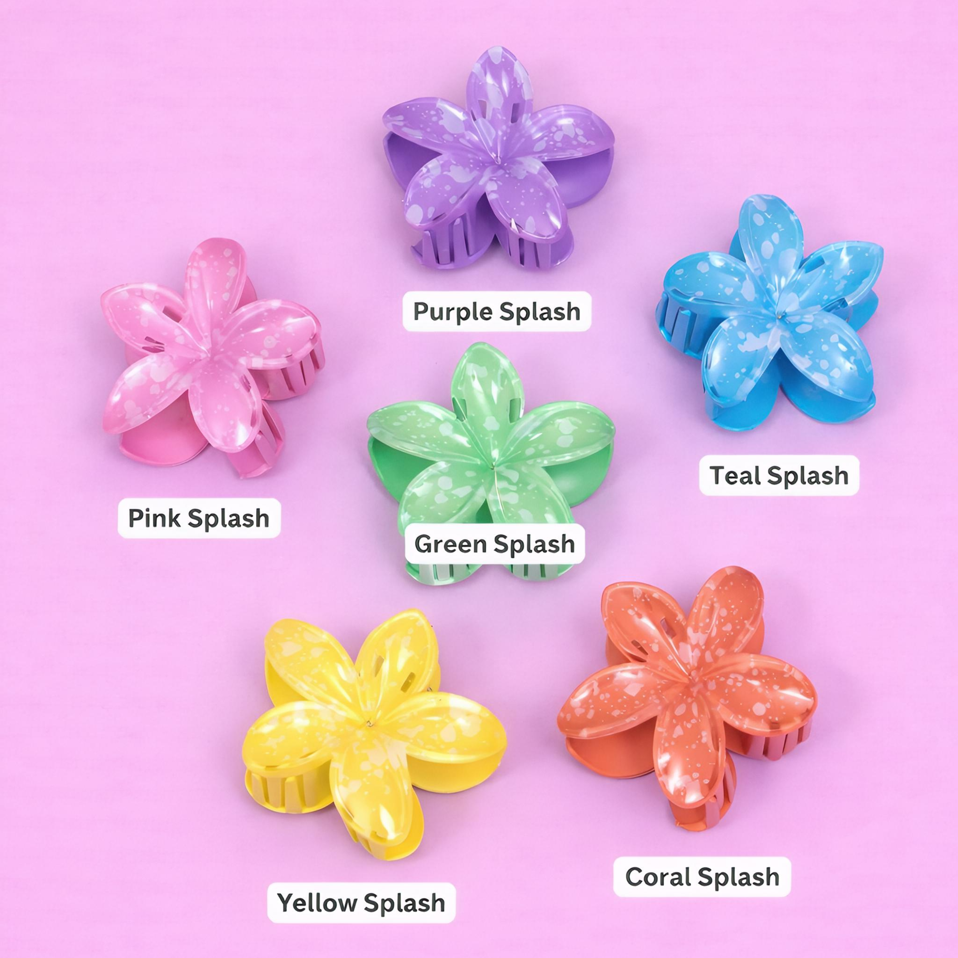 Glossy Splash Floral Hair Claw