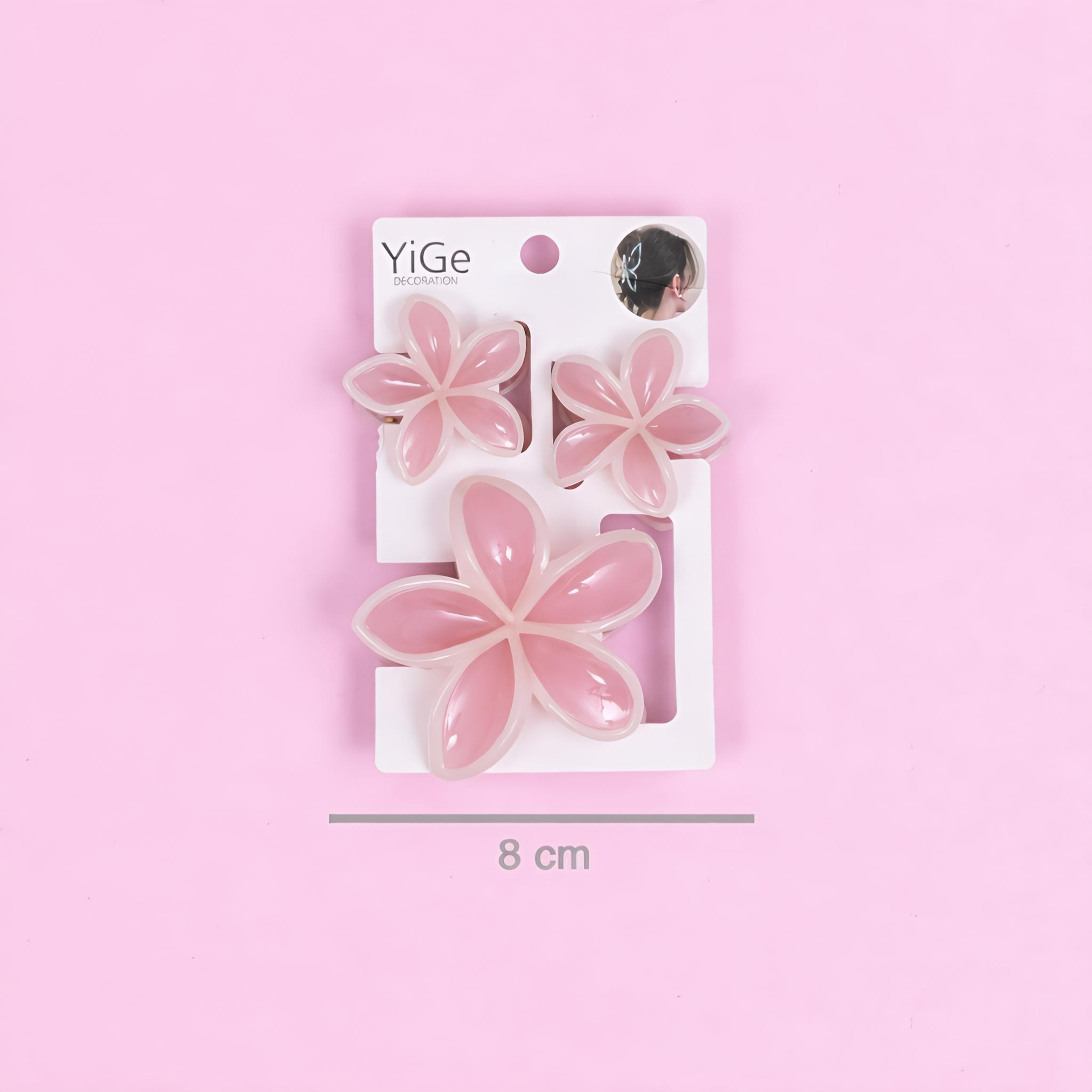 Glossy Dual-Tone Flower Hair Claw Set