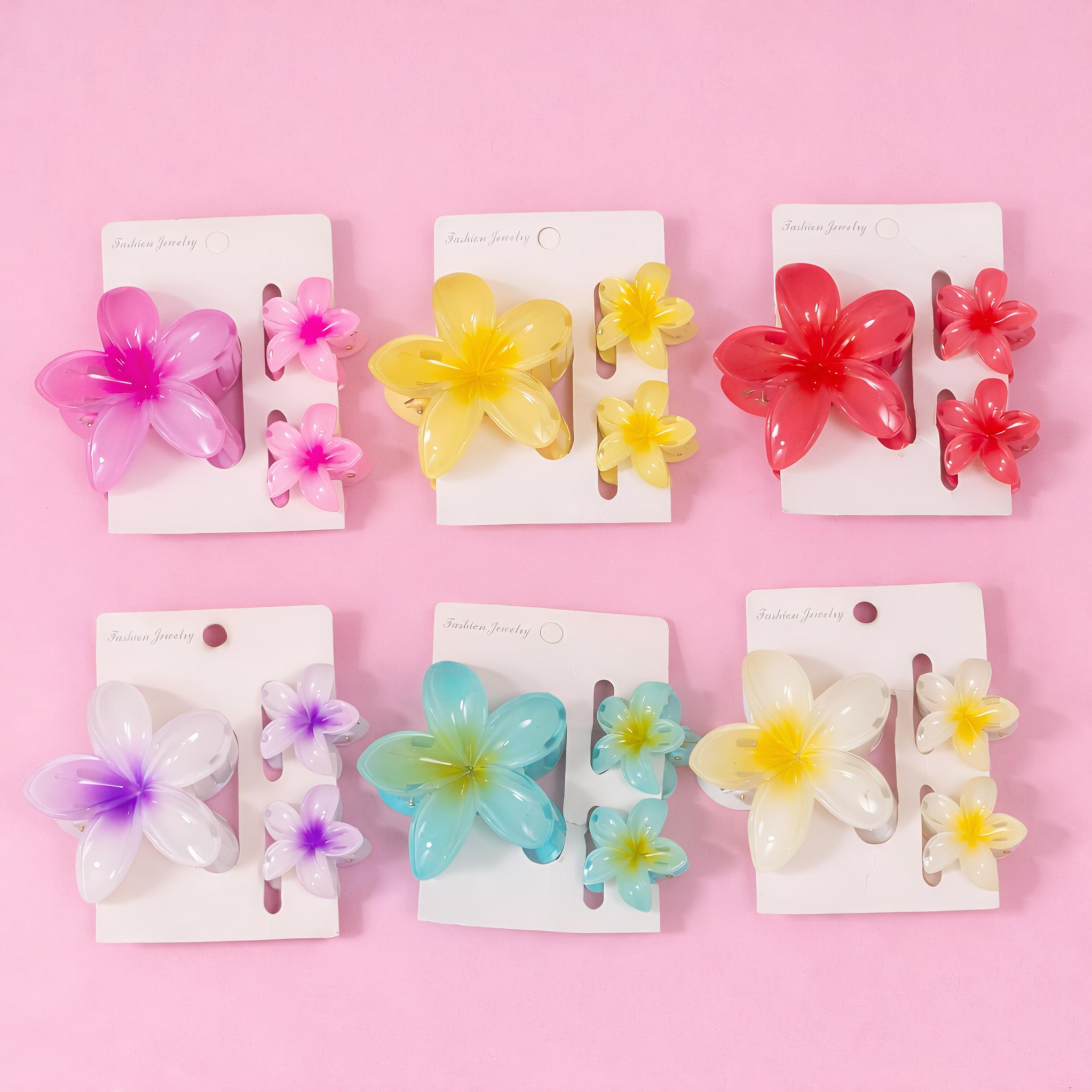 Glossy Plumeria Hair Claw Set