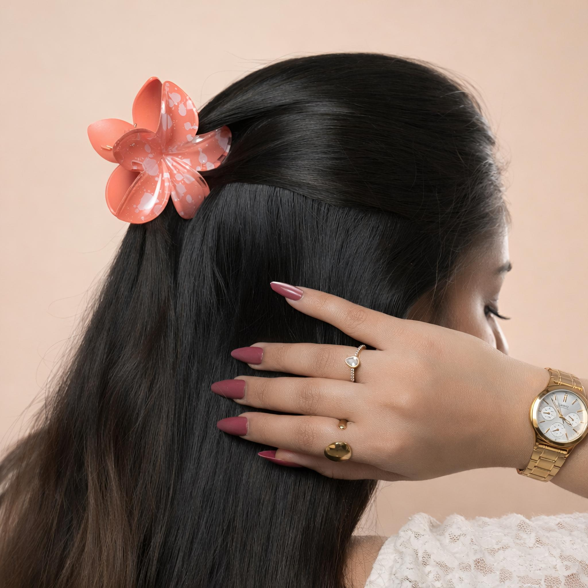 Glossy Splash Floral Hair Claw